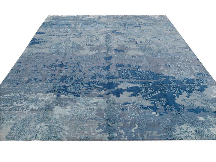 21st Century Modernn Wool and Silk Indian Rug 8 X 10