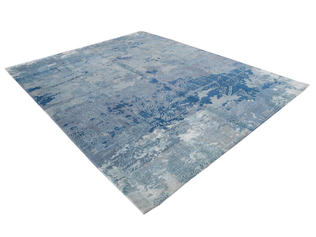 21st Century Modernn Wool and Silk Indian Rug 8 X 10