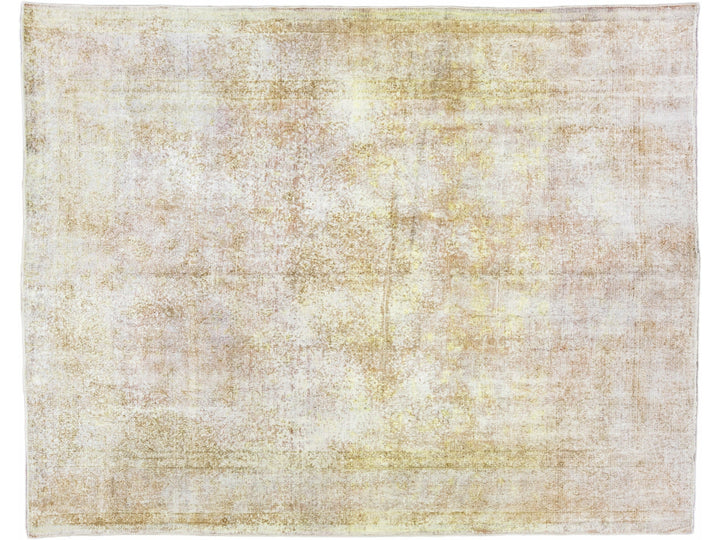 Yellow Vintage Overdyed Handmade Allover Designed Wool Rug