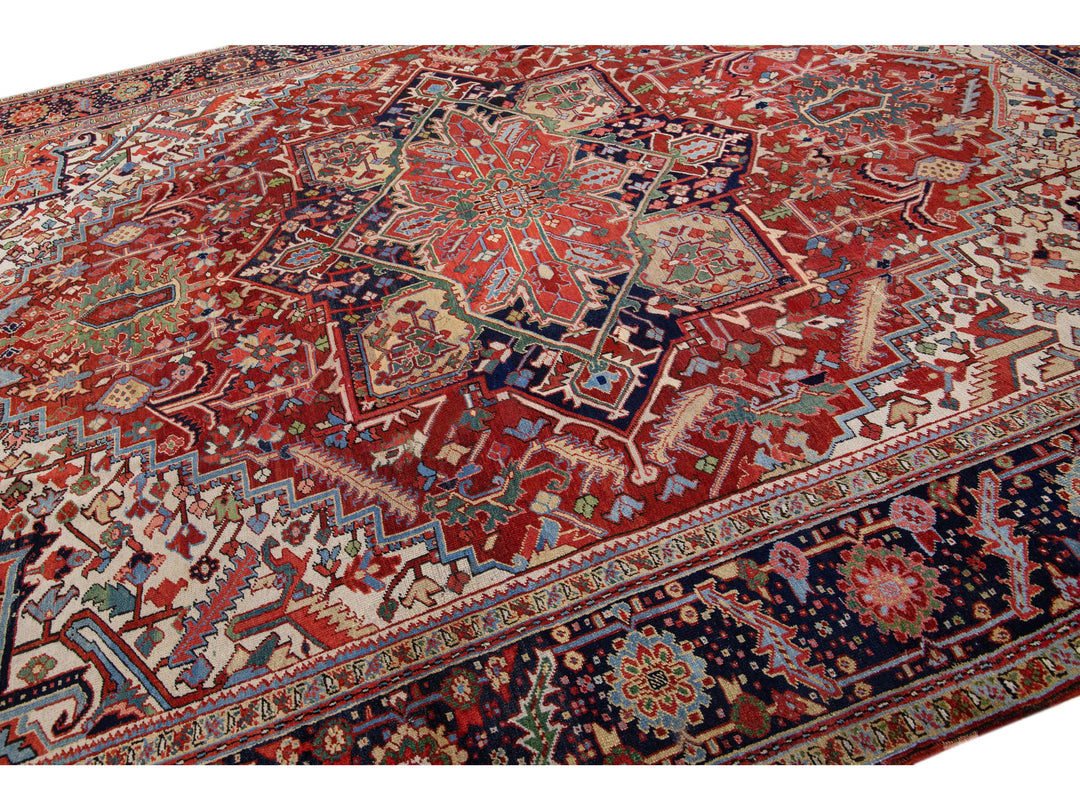 Antique Heriz Wool Rug 11 X 13