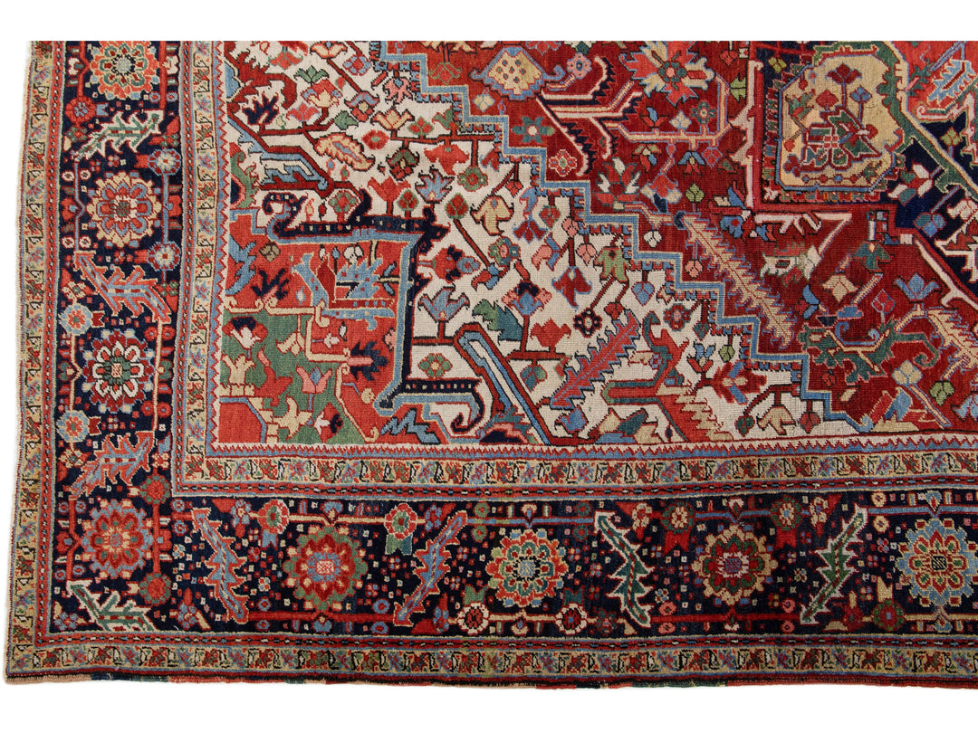 Antique Heriz Wool Rug 11 X 13