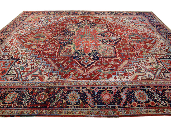 Antique Heriz Wool Rug 11 X 13