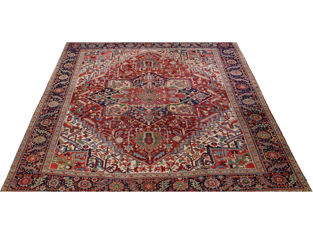 Antique Heriz Wool Rug 11 X 13