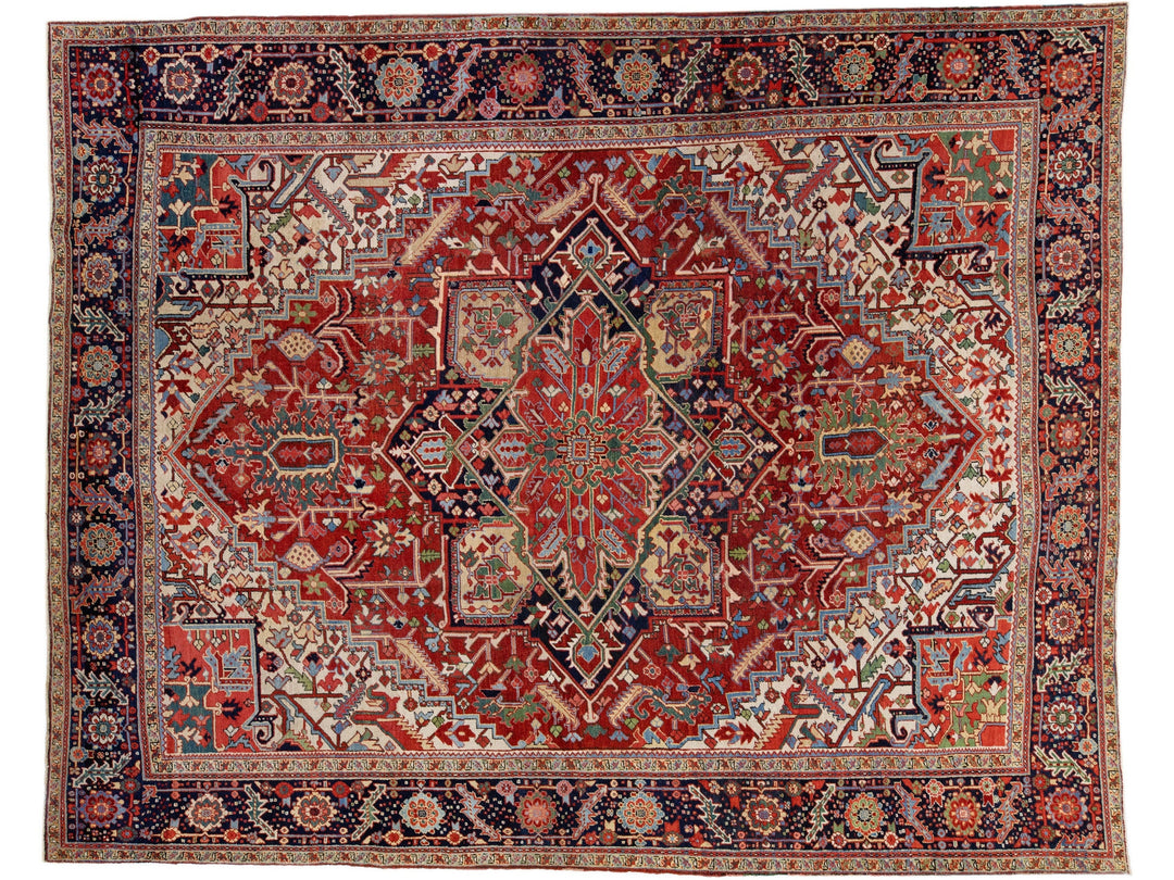 Antique Heriz Wool Rug 11 X 13