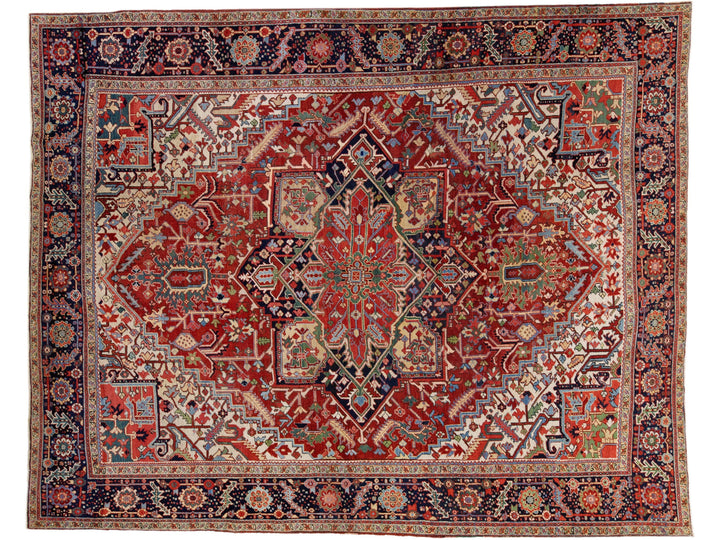 Antique Heriz Wool Rug 11 X 13