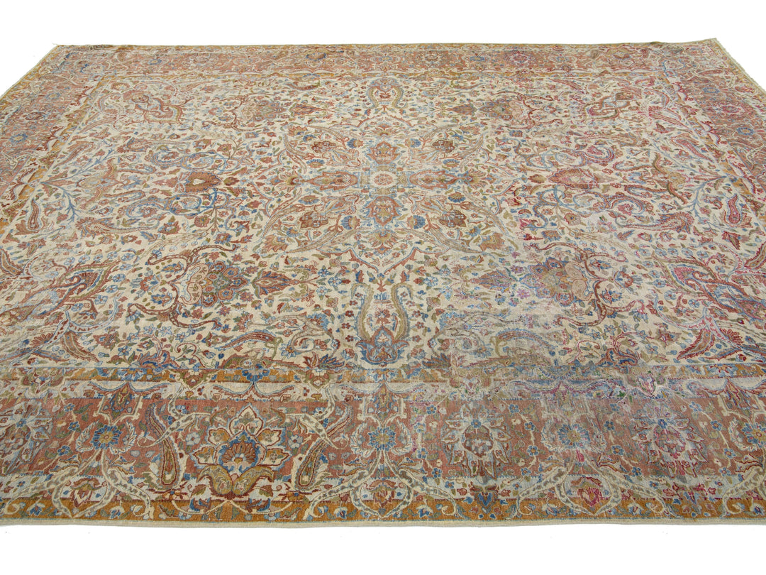 Antique Kerman Wool Rug 9 X 12