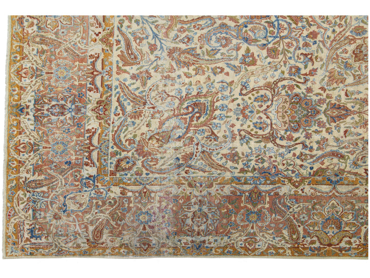 Antique Kerman Wool Rug 9 X 12