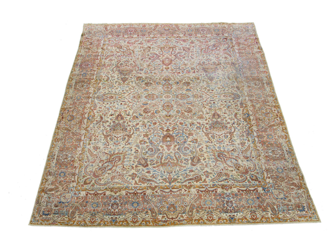 Antique Kerman Wool Rug 9 X 12