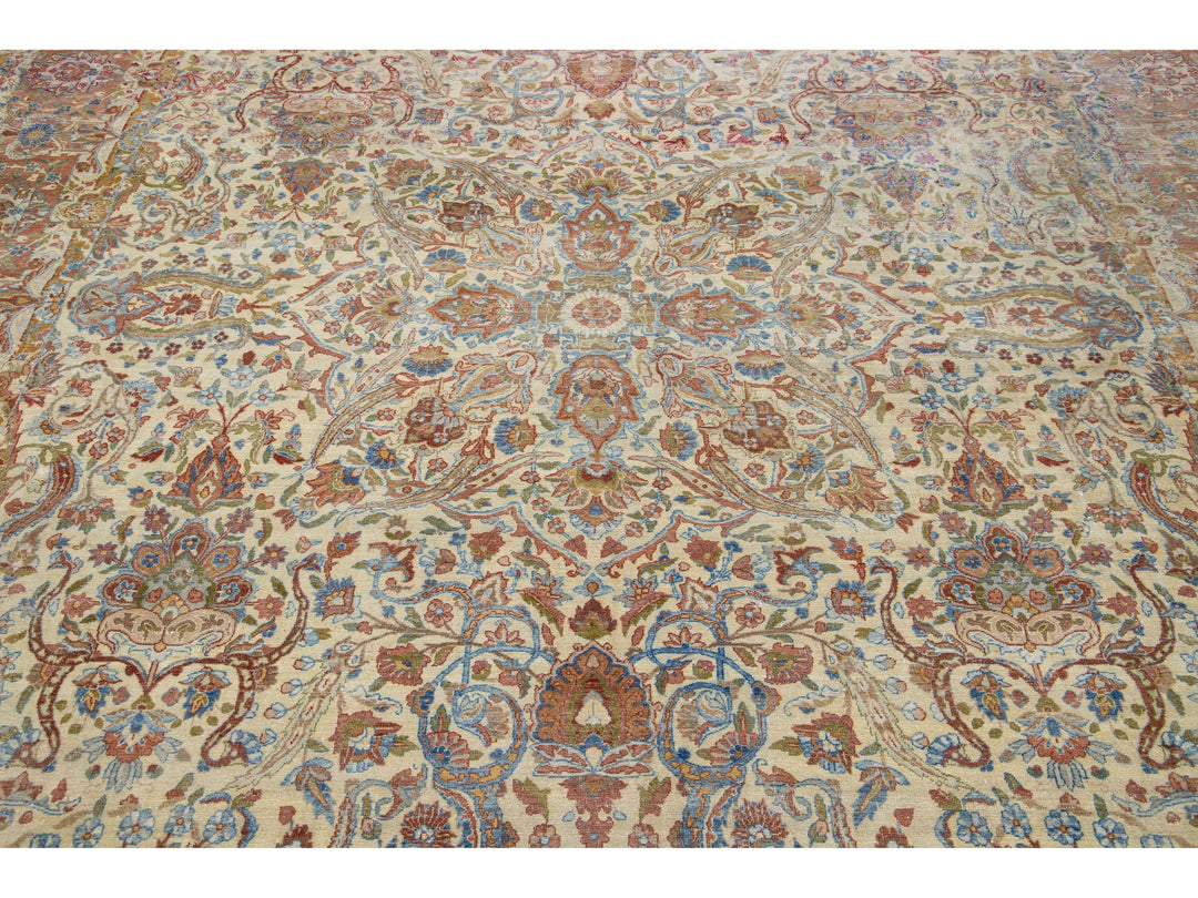 Antique Kerman Wool Rug 9 X 12