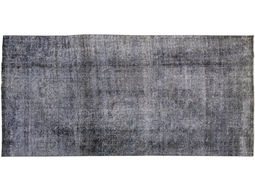 Gray Vintage Overdyed Handmade Wool Runner