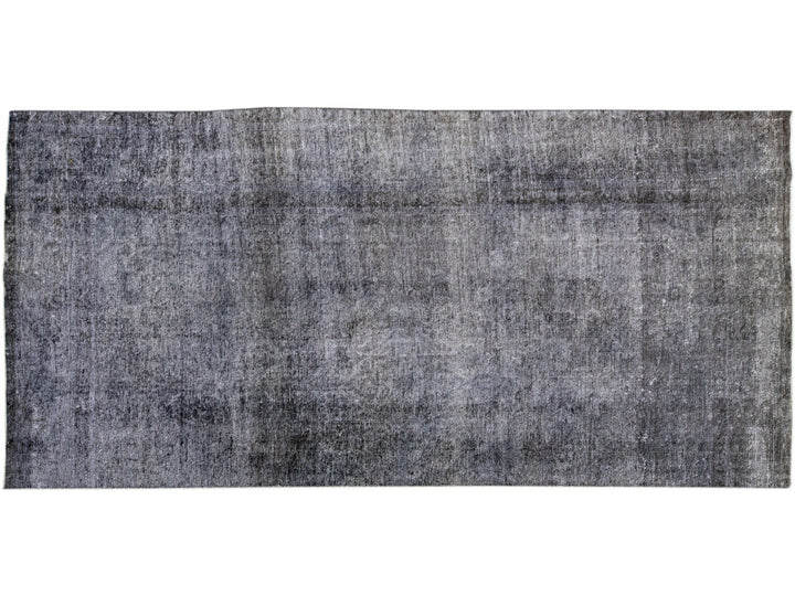 Gray Vintage Overdyed Handmade Wool Runner