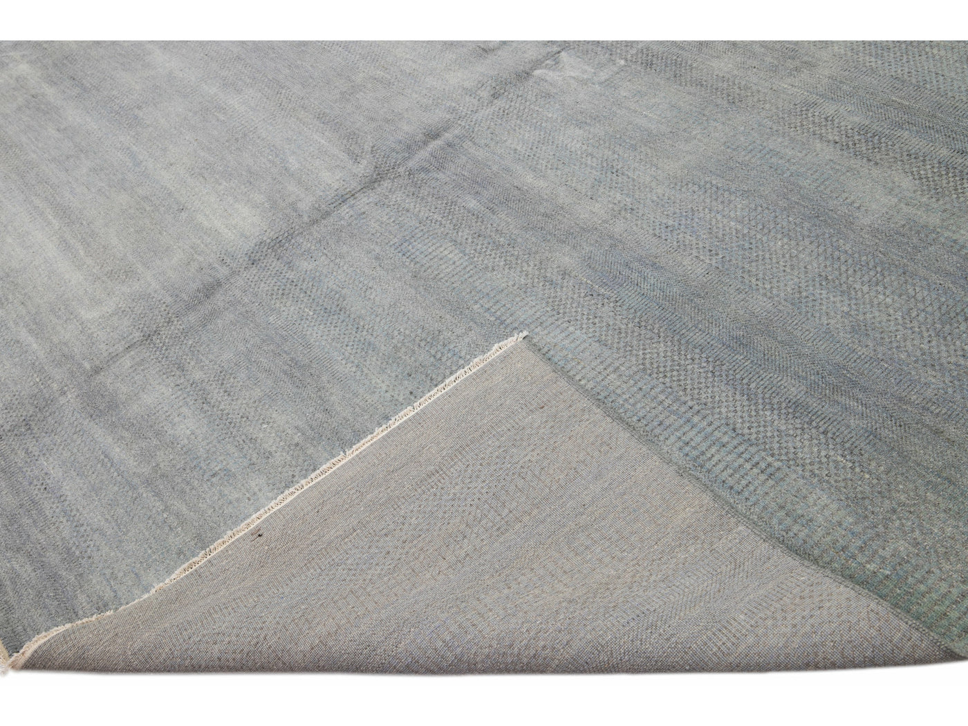Contemporary Savannah Handmade Blue Solid Pattern Oversize Wool Rug