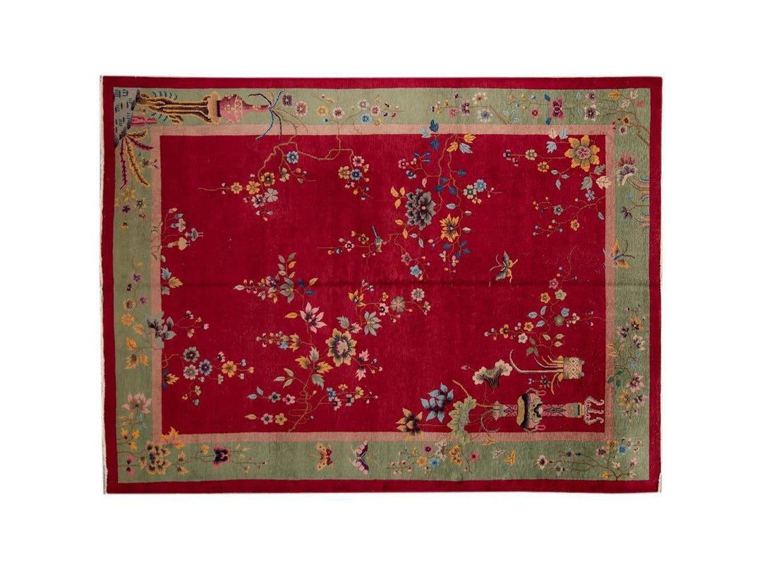 Antique Chinese Art Deco Wool Rug 9 X 12