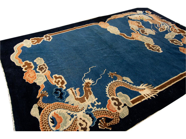 Antique Art Deco Chinese Peking Wool Rug 7 X 9