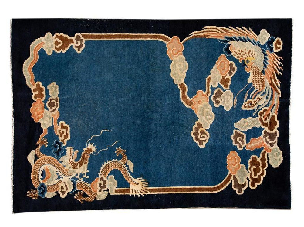 Antique Art Deco Chinese Peking Wool Rug 7 X 9