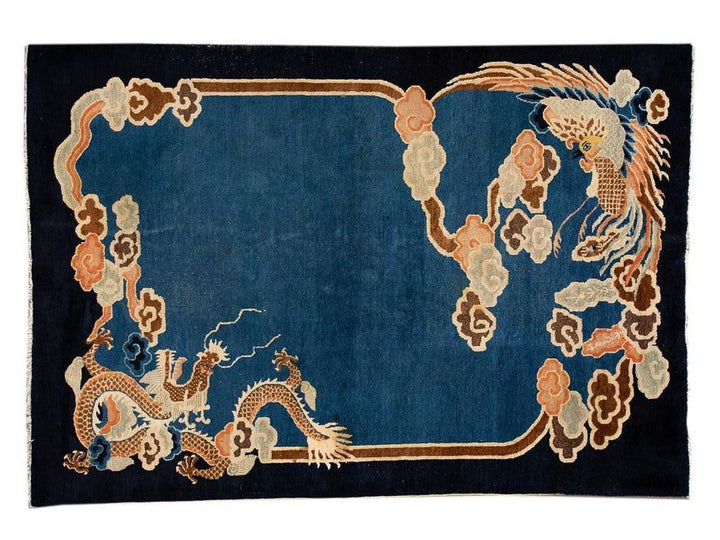 Antique Art Deco Chinese Peking Wool Rug 7 X 9