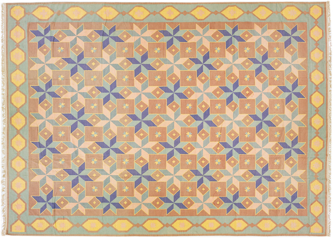 Modern Flatweave Kilim Wool Rug 12 X 16