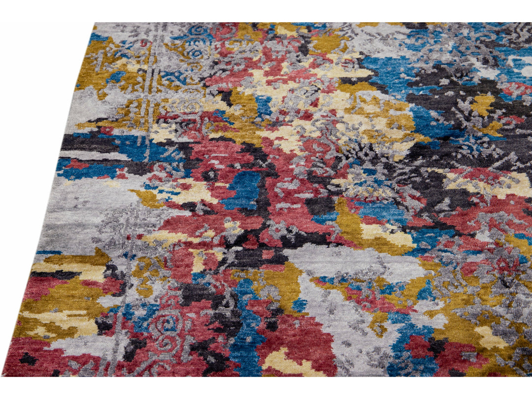 Modern Abstract Wool & Silk Rug 5 X 7