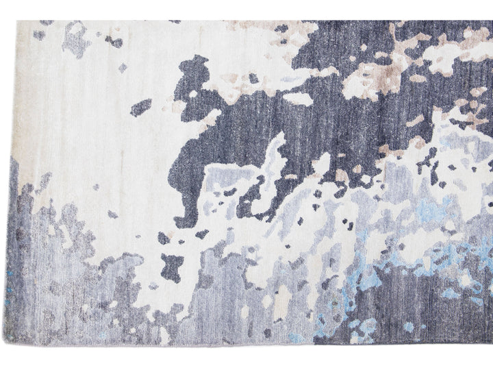 Modern Indian Wool & Silk Rug 9 X 12