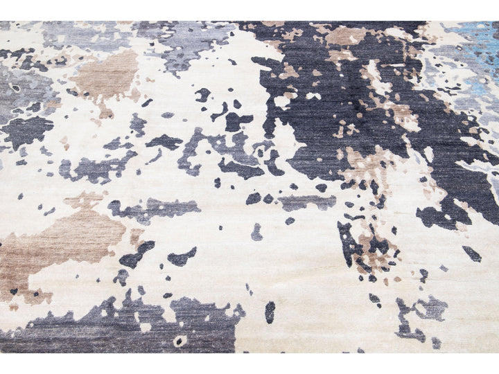 Modern Indian Wool & Silk Rug 9 X 12