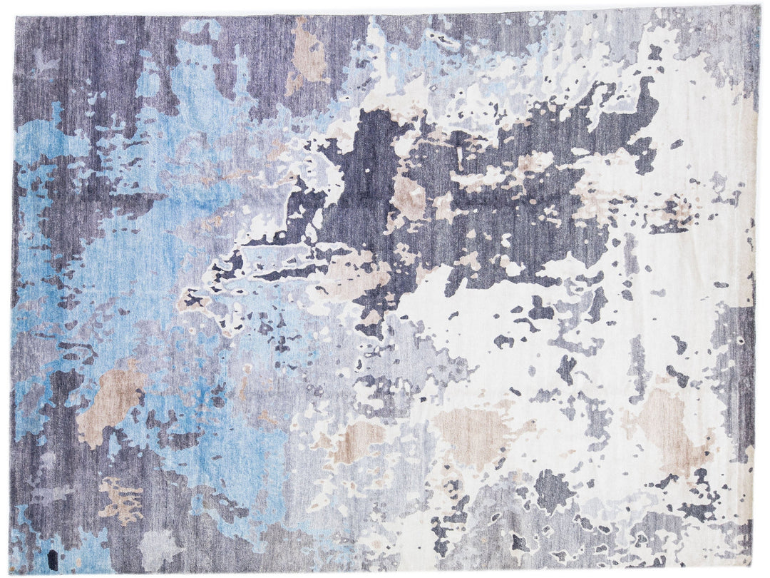 Modern Indian Wool & Silk Rug 9 X 12