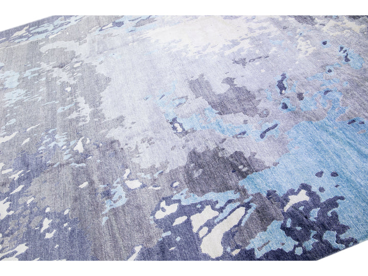 Modern Indian Wool & Silk Rug 9 X 12