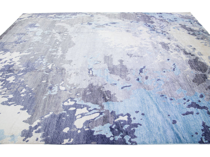 Modern Indian Wool & Silk Rug 9 X 12