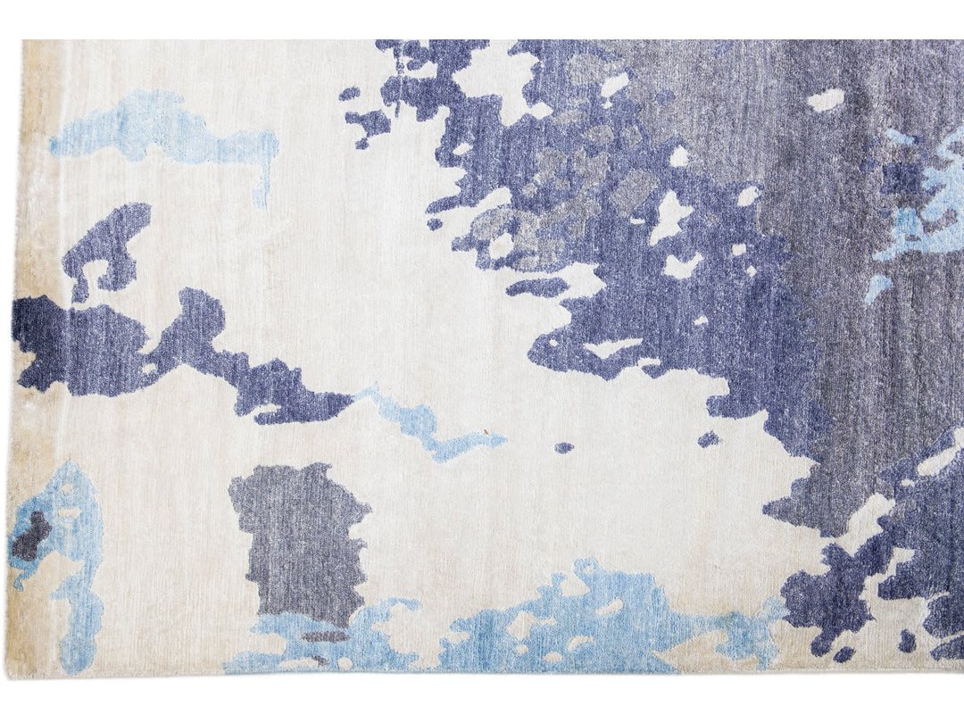 Modern Indian Wool & Silk Rug 9 X 12