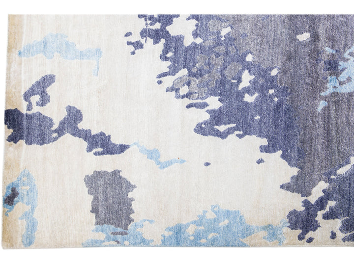 Modern Indian Wool & Silk Rug 9 X 12