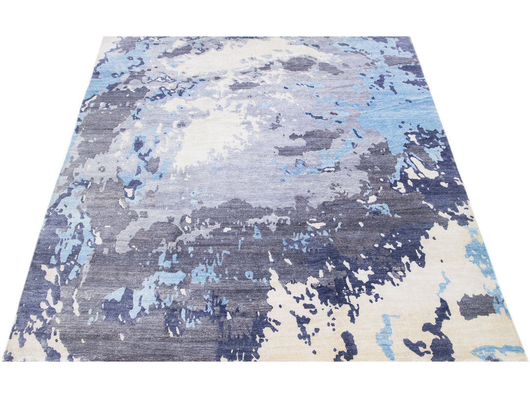 Modern Indian Wool & Silk Rug 9 X 12