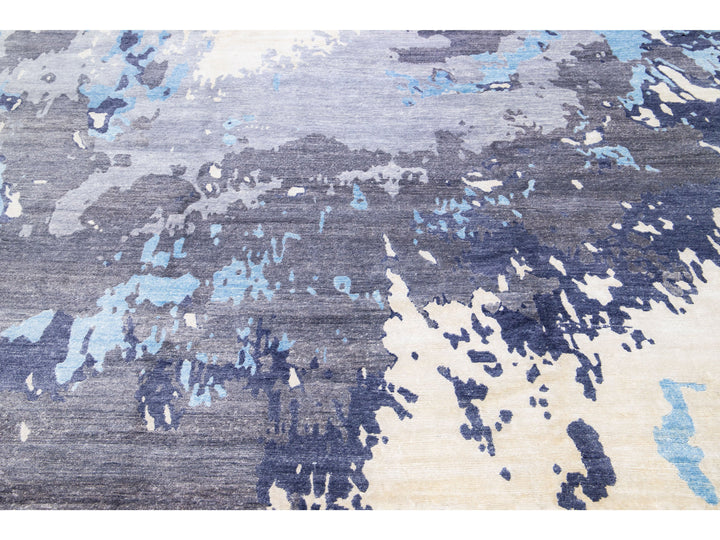 Modern Indian Wool & Silk Rug 9 X 12