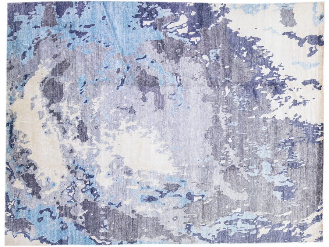 Modern Indian Wool & Silk Rug 9 X 12