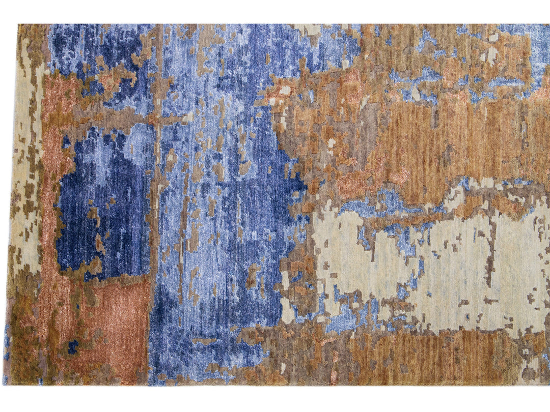 Modern Indian Wool & Silk Rug 8 X 10