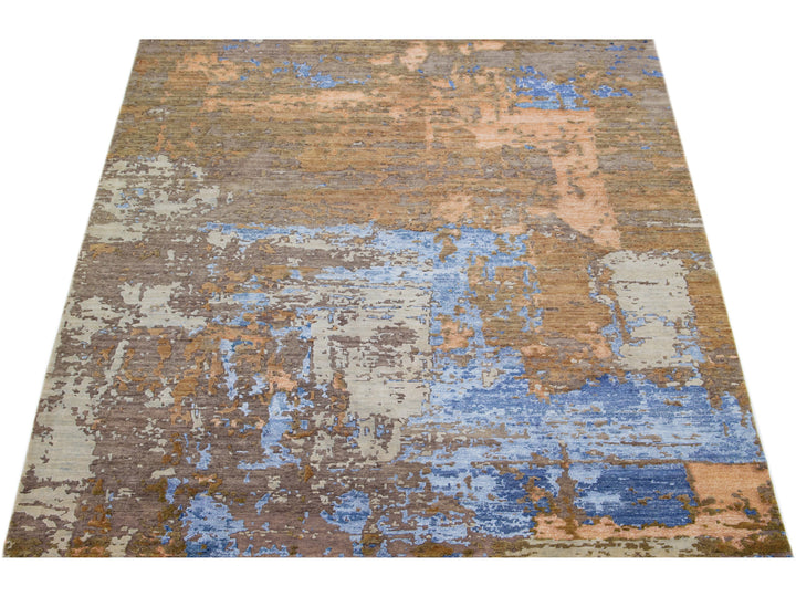 Modern Indian Wool & Silk Rug 8 X 10