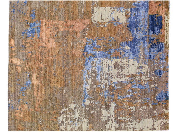 Modern Indian Wool & Silk Rug 8 X 10