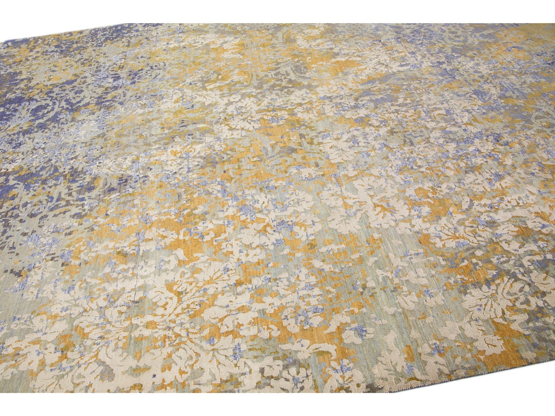 Modern Tibetan Wool & Silk Rug 10 X 14