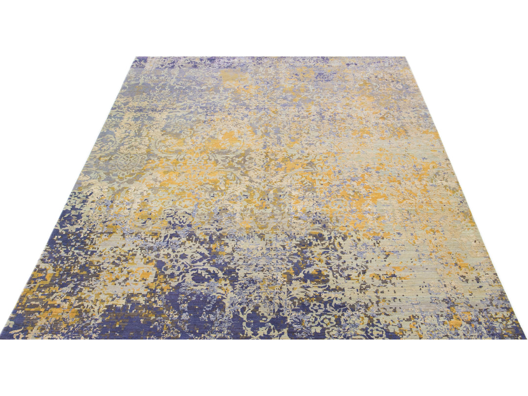 Modern Tibetan Wool & Silk Rug 10 X 14