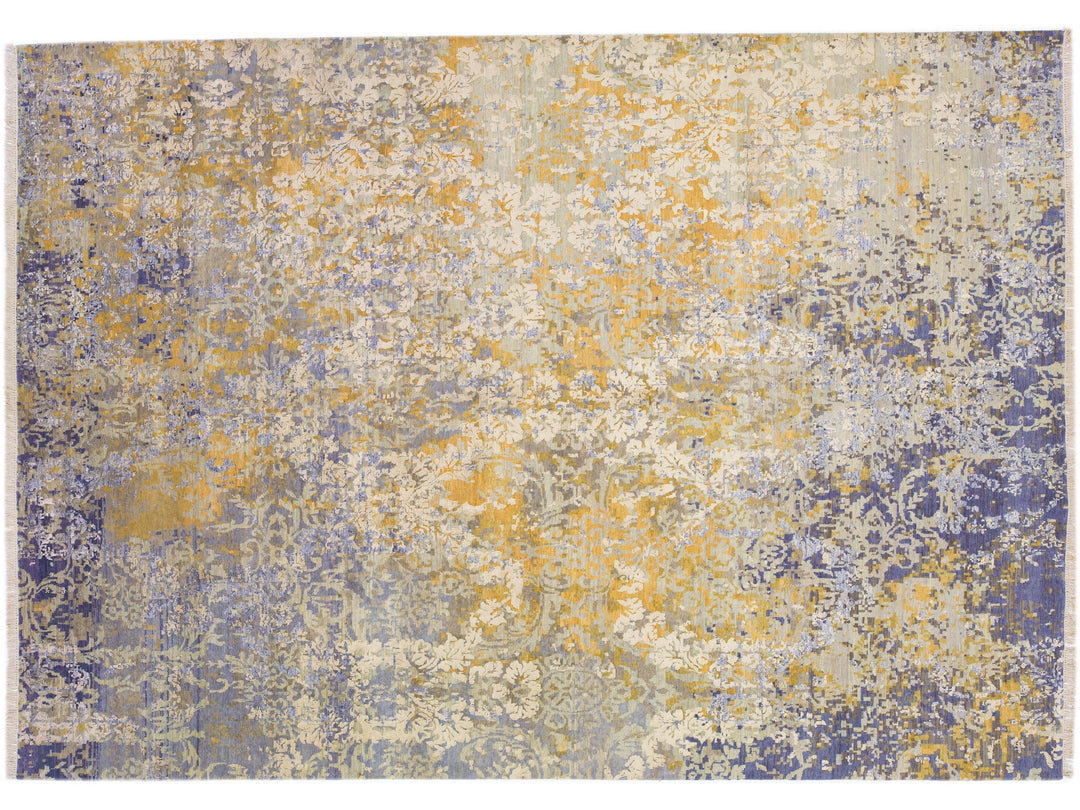 Modern Tibetan Wool & Silk Rug 10 X 14