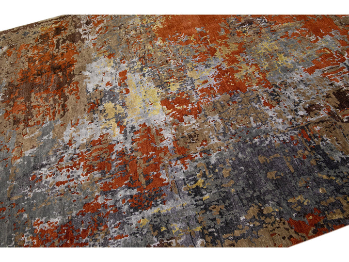 Modern Indian Wool & Silk Rug 8 X 10