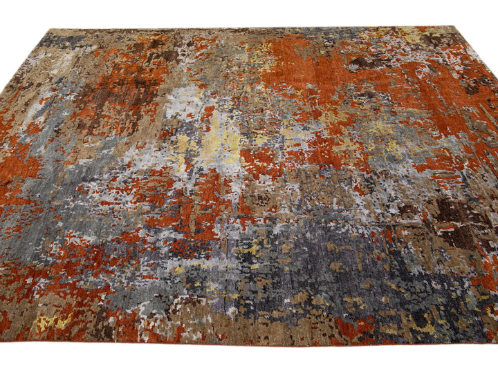 Modern Indian Wool & Silk Rug 8 X 10