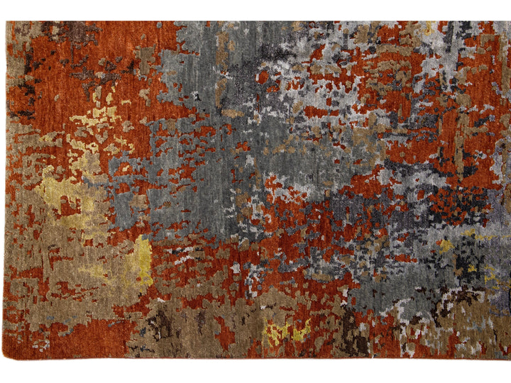 Modern Indian Wool & Silk Rug 8 X 10