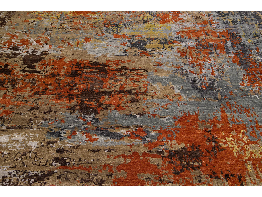 Modern Indian Wool & Silk Rug 8 X 10