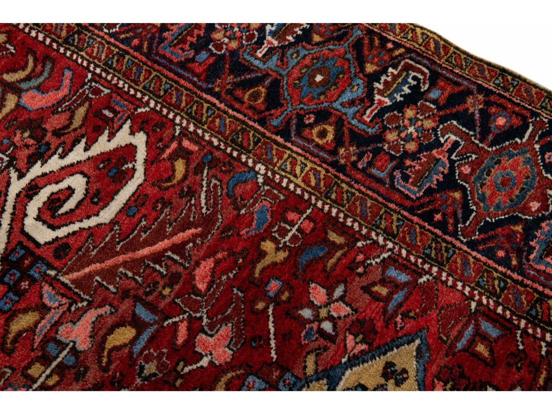 Antique Heriz Wool Rug 9 X 11