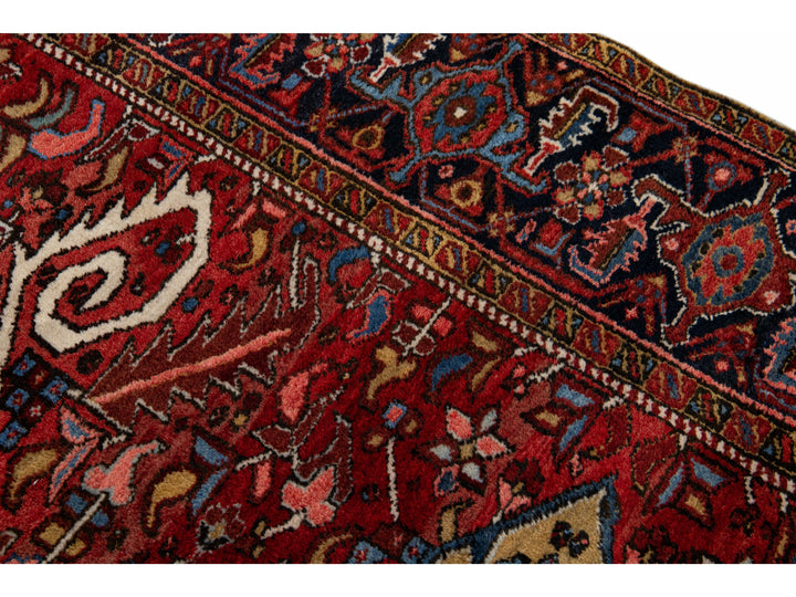 Antique Heriz Wool Rug 9 X 11