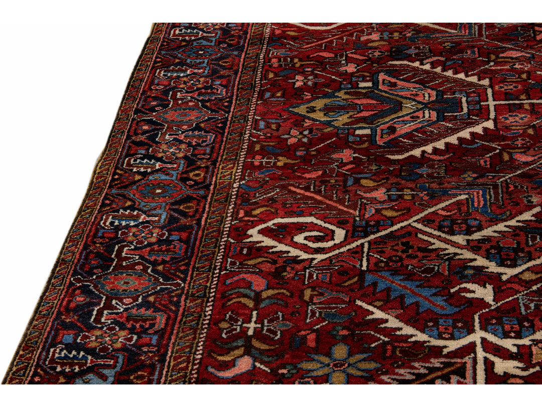 Antique Heriz Wool Rug 9 X 11