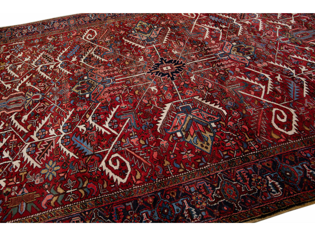 Antique Heriz Wool Rug 9 X 11