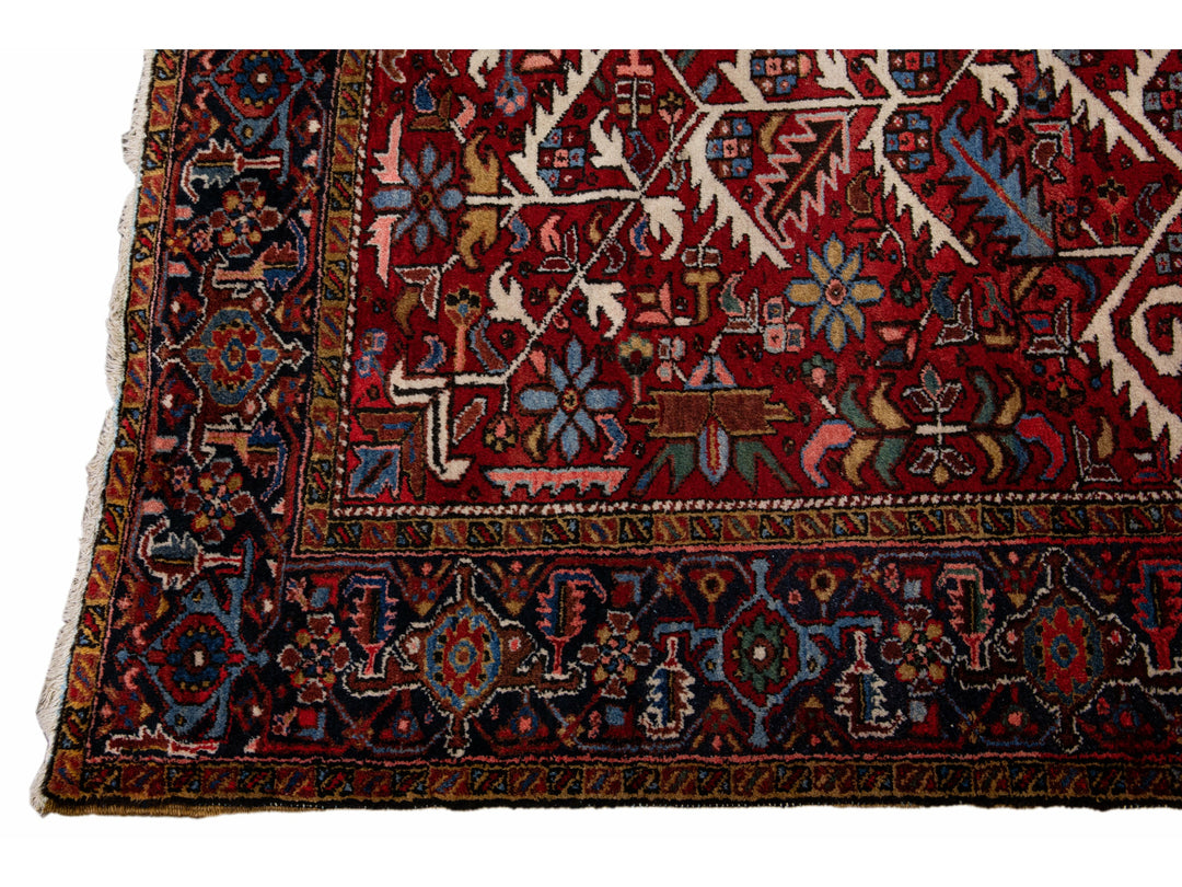 Antique Heriz Wool Rug 9 X 11