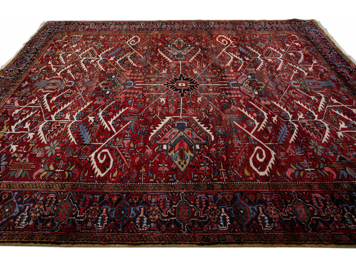 Antique Heriz Wool Rug 9 X 11