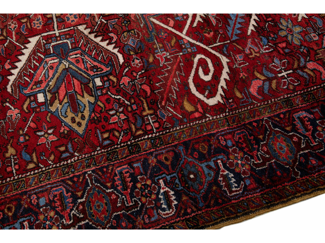 Antique Heriz Wool Rug 9 X 11