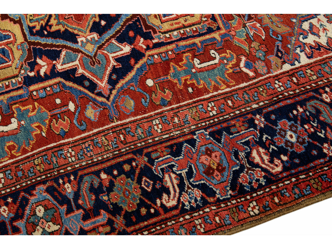 Antique Heriz Wool Rug 8 X 11